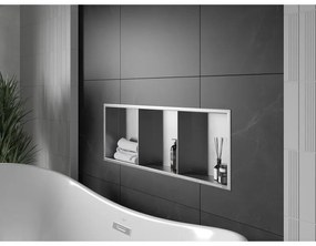 Mexen X-Wall-R, polička na zapustenie na obklad s golierom 90 x 30 cm, oceľová, 1910903010S