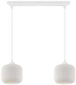 Závesné svietidlo Riffle, 2x biele sklenené tienidlo, w