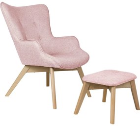 Svetloružové kreslo s podnožkou Niko – Ropez