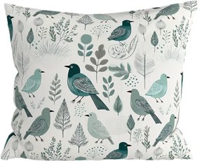 Bavlnená obliečka na vankúš LEAFBIRD POLY 45x45 cm, bielo-zelená