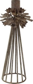 Mocca kovový svietnik s kvetmi na úzku sviečku Charm Antique - 9*23 cm