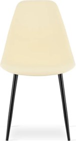 Set dvoch jedálenských stoličiek WAT krémový - čierne nohy (2 ks)