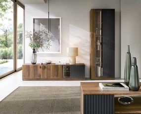 Vitrína s LED osvětlením Radium 11 68 cm ořech Columbia/černá