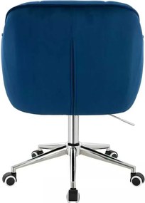 LuxuryForm DESIGN Stolička AVOLA VELUR na striebornej podstave s kolieskami - modrá