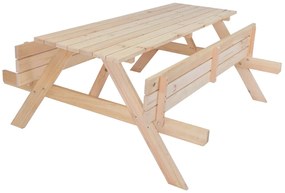 rojaplast PIKNIK drevený záhradný set so sklápacími lavičkami - 180 CM - prírodná