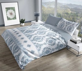 Bavlněné saténové povlečení PURE SATEEN 220x200 cm + 2x 70x80 cm bílé/modré