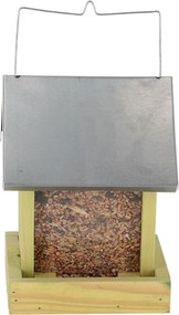 Závesné kŕmidlo pre vtáky Simi, 22x15,5x15,5 cm, drevo/kov, hnedá