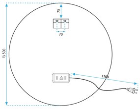 Rea Rea, LED zrkadlo 50cm s čiernym rámom MMJ P11394, HOM-05511
