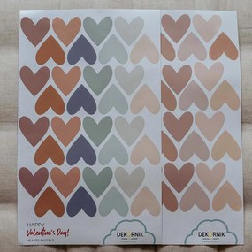 Samolepka do detskej izby sada srdca cappuccino ružová, modrá 6,5 cm