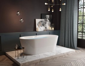Rea Milano, voľne-stojaca vaňa 152x73 cm so sifónom a zátkou click-clack, biela, REA-W2000