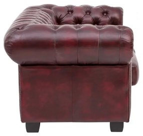 furniture-nabytek.cz - Masívna dvojmiestna pohovka Chesterfield z pravej kože, červená – 155×90×72 cm