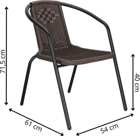 Kovová záhradná súprava Springos – 2 stoličky a stôl so sklenenou doskou