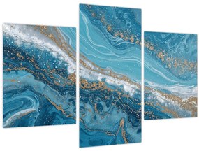 Obraz - Bledomodrý mramor so zlatom I. (90x60 cm)