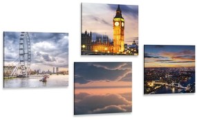 Set obrazov nočný romantický Londýn - 4x 40x40