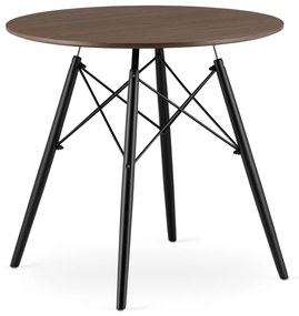Moderný škandinávsky konferenčný stolík, hnedá okrúhla doska, 80 cm