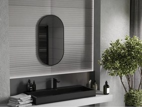 Mexen Loft oválne kúpeľňové zrkadlo 80 x 45 cm, čierny rám - 9851-080-045-000-70