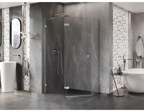 Mexen Lunar, päťuholníkový sprchový kút naklápací doľava 100 x 80 cm, 8mm číre sklo, oceľový profil, 831-100L-080P-97-00-L