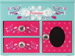 Šperkovnica so zrkadlom PRINCESS ružová/modrá