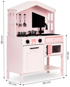 Drevená detská kuchynka ECOTOYS s rúrou a mikrovlnkou