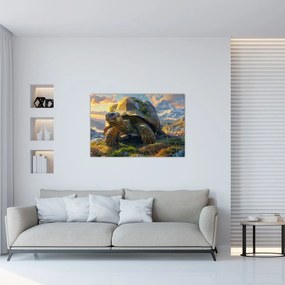 Obraz - Korytnačka a horská krajina (90x60 cm)