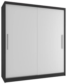 Šatníková skriňa 133 cm Belini čierny mat / biely mat s posuvnými dverami SI SZP2/2/B/W/0/AL