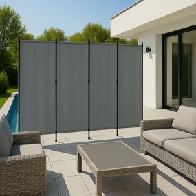 MultiGarden Skladací 4-panelový paraván, zástena 167x216 cm - sivá MultiGarden