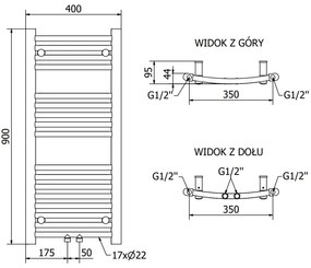 Mexen Ares, vykurovacie teleso 900 x 400 mm, 312 W, biela, W102-0900-400-00-20