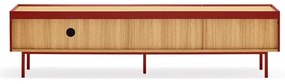 Červený TV stolík v dekore duba 180x45 cm Arista – Teulat