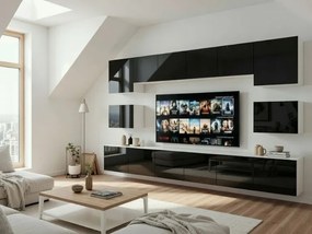 Obývacia stena Belini Premium Full Version  čierny lesk + LED osvetlenie Nexum 47