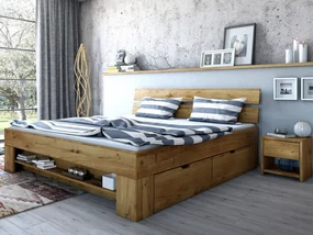 Masívna dubová manželská posteľ s úložným priestorom Stela Rozmer: 180x200