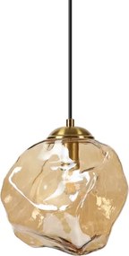 Luster na lanku CRISTAL 1xE14/15W/230V mosadz/dymovo-béžová