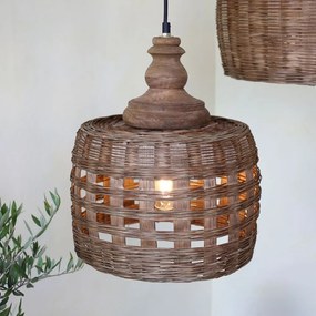 Prírodné antik závesné svetlo lampa z prúteného ratanu - Ø 31*38cm/ E27/ 25W