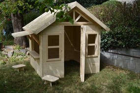 domceknazahradu.sk - Detský drevený domček TOYSHOP s pultíkom - Premium, farba natur, (1,7 × 1,8 m), DD_TOY2