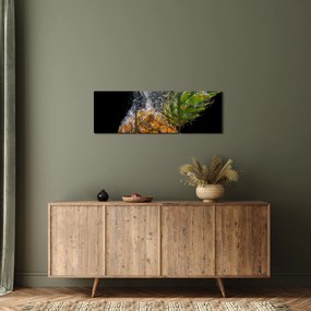Obraz ananásu vo vode (s hodinami) (90x30 cm)