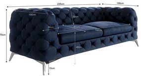 Tmavomodrá zamatová pohovka 225 cm Chelsea – Ropez