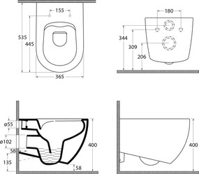 Isvea Isvea, INFINITY závesná WC misa, Rimless, 36,5x53cm, Matná maroon Red, 10NF02005-2R