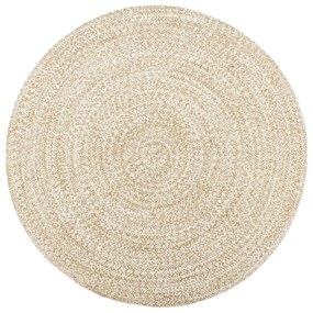 Ručne vyrobený jutový koberec biely a hnedý 210 cm
