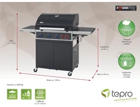 Tepro 3303 Plynový gril Keansburg 4, 4 horáky, 138 x 63 x 114 cm