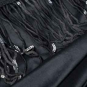 Dekorstudio Luxusný zamatový záves so strapcami v čiernej farbe