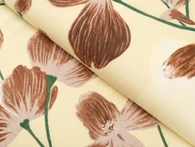 Biante Bavlnená obliečka na vankúš Sandra SA-536 Hnedé orchidey na vanilkovo žltom 30 x 50 cm