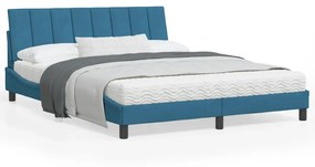 Rám postele s čelom modrý 160x200 cm zamat 3207859