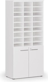 Triediaci regál s dverami PRIMO WHITE, 800 x 420 x 1781 mm, 27 priehradok, biela