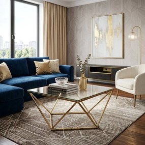 Tutumi Tutumi, sklenený konferenčný stolík Glamour 80x80x45 CS-14G, zlatá, KRZ-06585