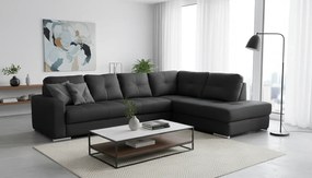 Kožená sedacia súprava s rozkladom na každodenné spanie ALEXIE – rohová, ľavá, tm. modrá (navy 325)