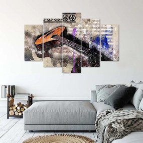 Obraz na plátně pětidílný Kytara Abstraktní barevné - 150x100 cm