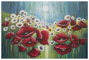 Gario Ručne maľovaný obraz Maky v svetle mesiaca Rozmery: 120 x 80 cm