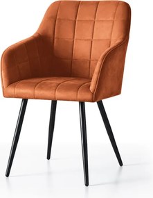 Sada šiestich jedálenských stoličiek LUXANO zamatové, medené / čierne nohy (6 ks)