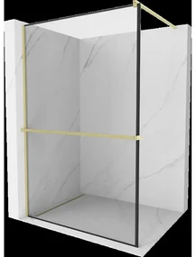 Mexen Kioto+ sprchovací stěna s poličkou Walk-in 70 x 200 cm, černý vzor, zlatá kartáčovaná - 800-070-121-55-70