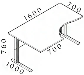 Ergonomický stôl Visio 160 x 100 cm, ľavý, biela