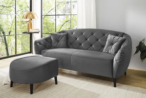 Pohovka s prešitím Leeds, šedá zamatová látka